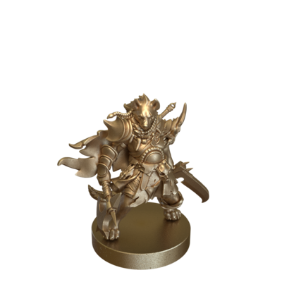 Gnoll Barbarian by Manuel Boria in 32 mm Ancient Bronze